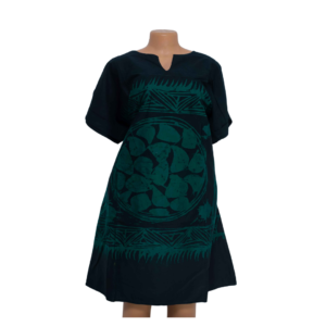 Free size short dress, hand made green-black batik design.  Size - Free size