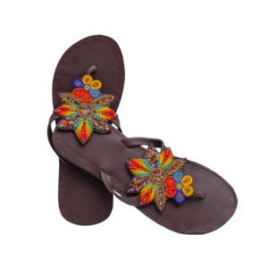 Handcrafted Kenyan Beaded slippers - All multi color petals