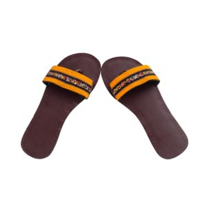 Handcrafted Kenyan Beaded slippers - yellow, multicolor