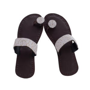 Handcrafted Kenyan Beaded slippers - Pure white with tiny brown spots