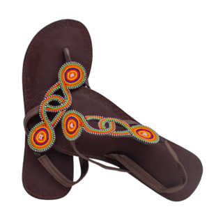Handcrafted Kenyan Beaded slippers - multi color infinity design