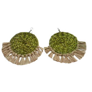 African raffia earrings  - tassels.  Click options to view different shapes