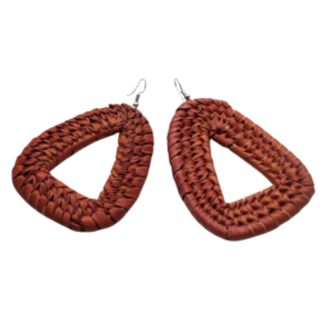 African raffia earrings  - triangle (brown color)