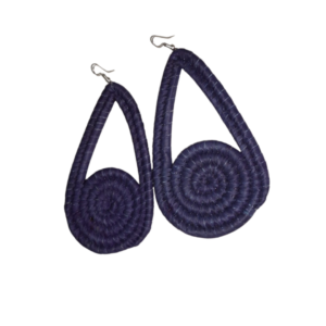 African raffia earrings  - triangle with rings