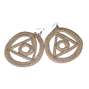 African Raffia Earrings - circular with inset triangle and circle styles