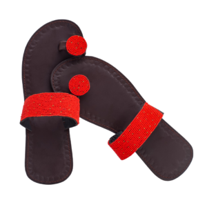 Handcrafted Kenyan Beaded slippers - Red