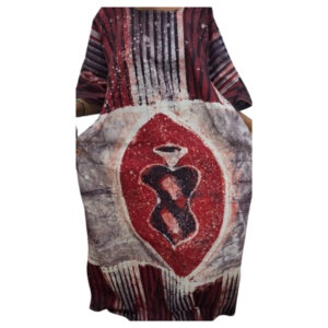 Free style Batik long, cotton full boubou Length 62" (brick red and beige artwork).  Size - One size fits all