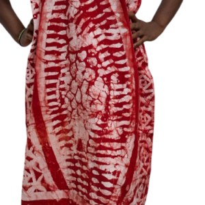 Free style Batik long cotton dress Length 62" (Red artwork).  Size - Free size