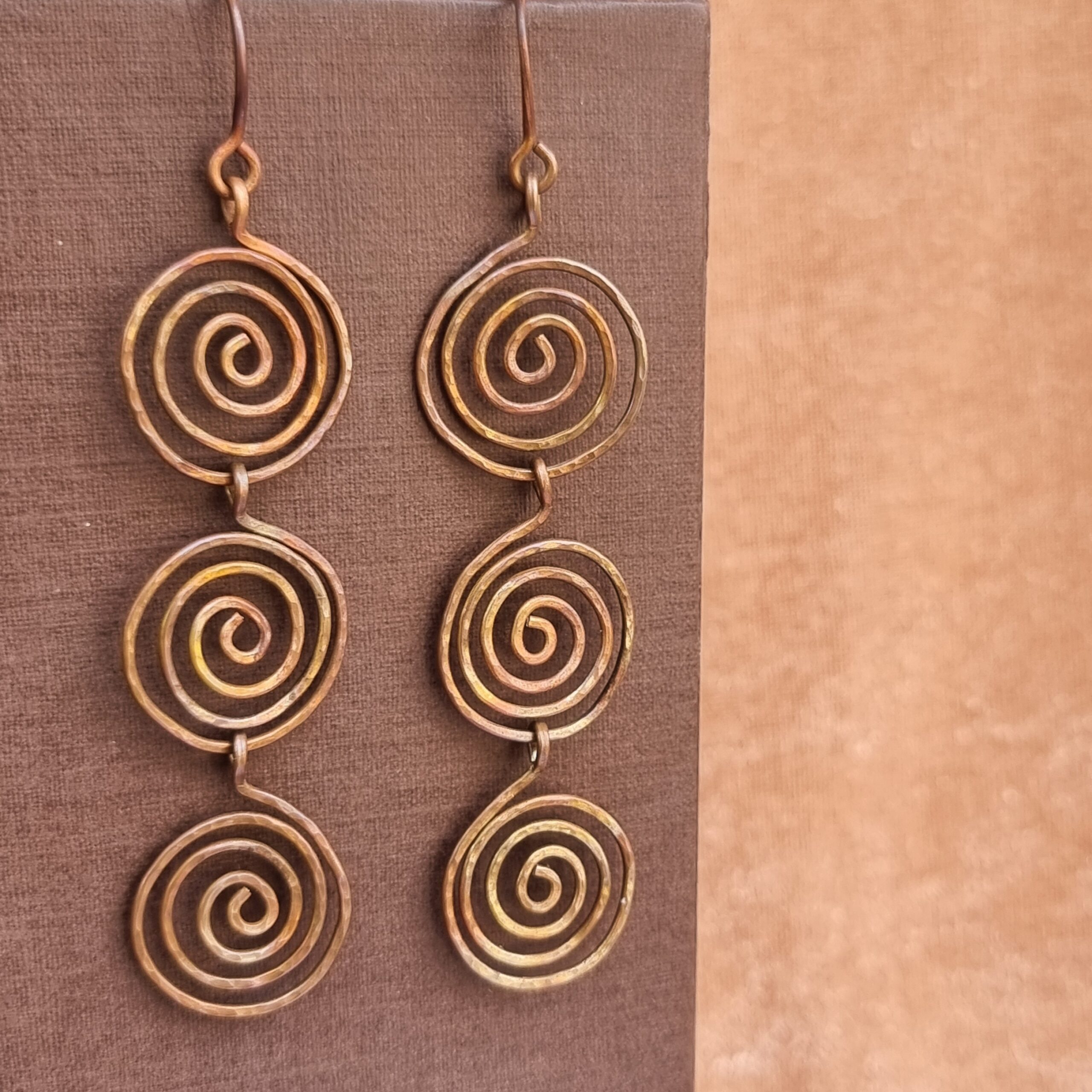 Handcrafted, hammered and fire-painted copper earrings - Anne Lawal Jewellry