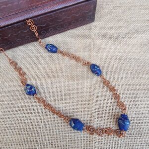 Handcrafted copper links necklace with tradebeads - Anne Lawal Jewellry