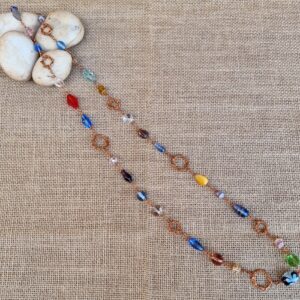 Handcrafted copper necklace with multicoloured glass beads - Anne Lawal Jewellery.