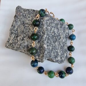 Handcrafted malachite bead men's bracelet 21cm long - Anne Lawal Jewellry