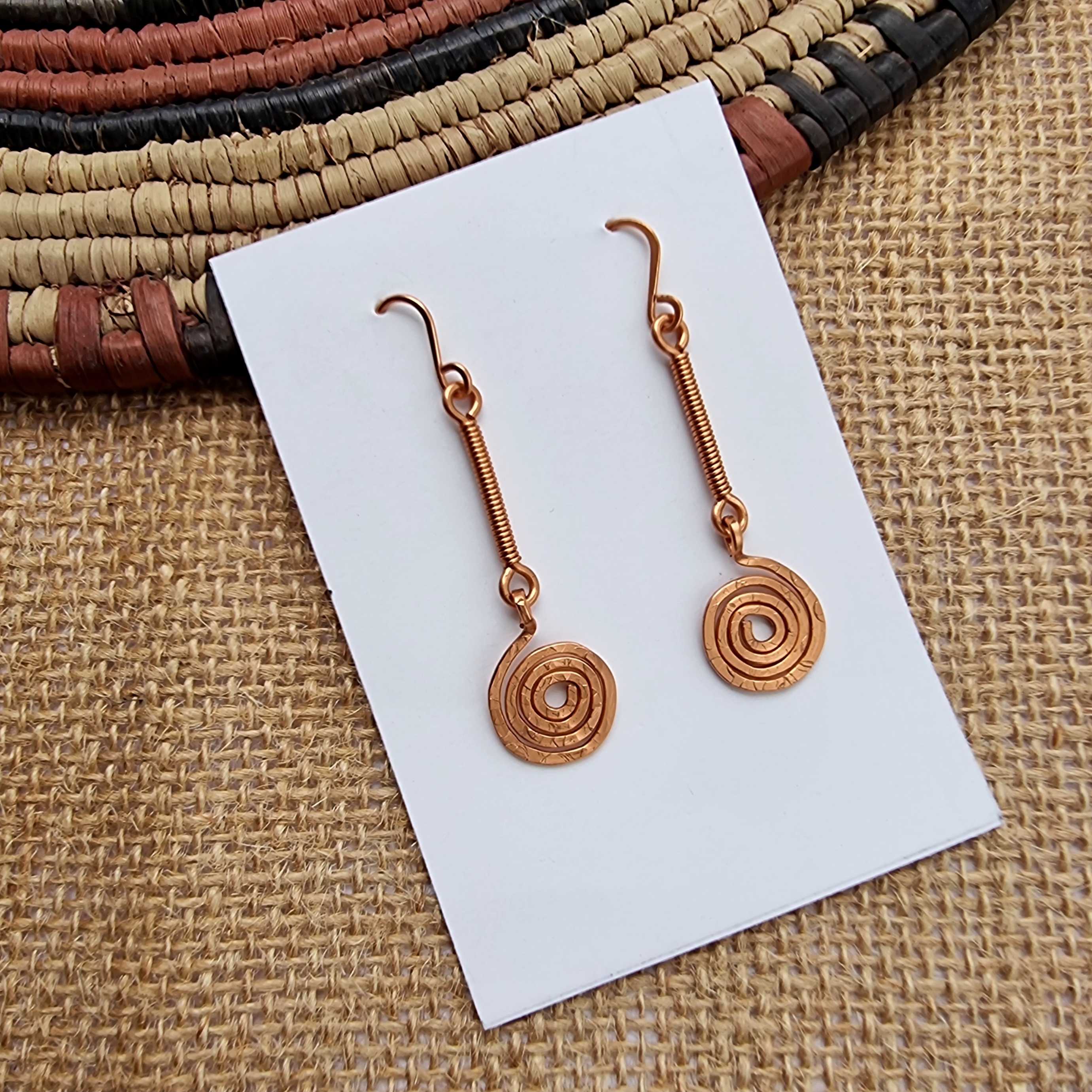 Handcrafted, hammered and fire-painted copper earrings - Anne Lawal Jewellry