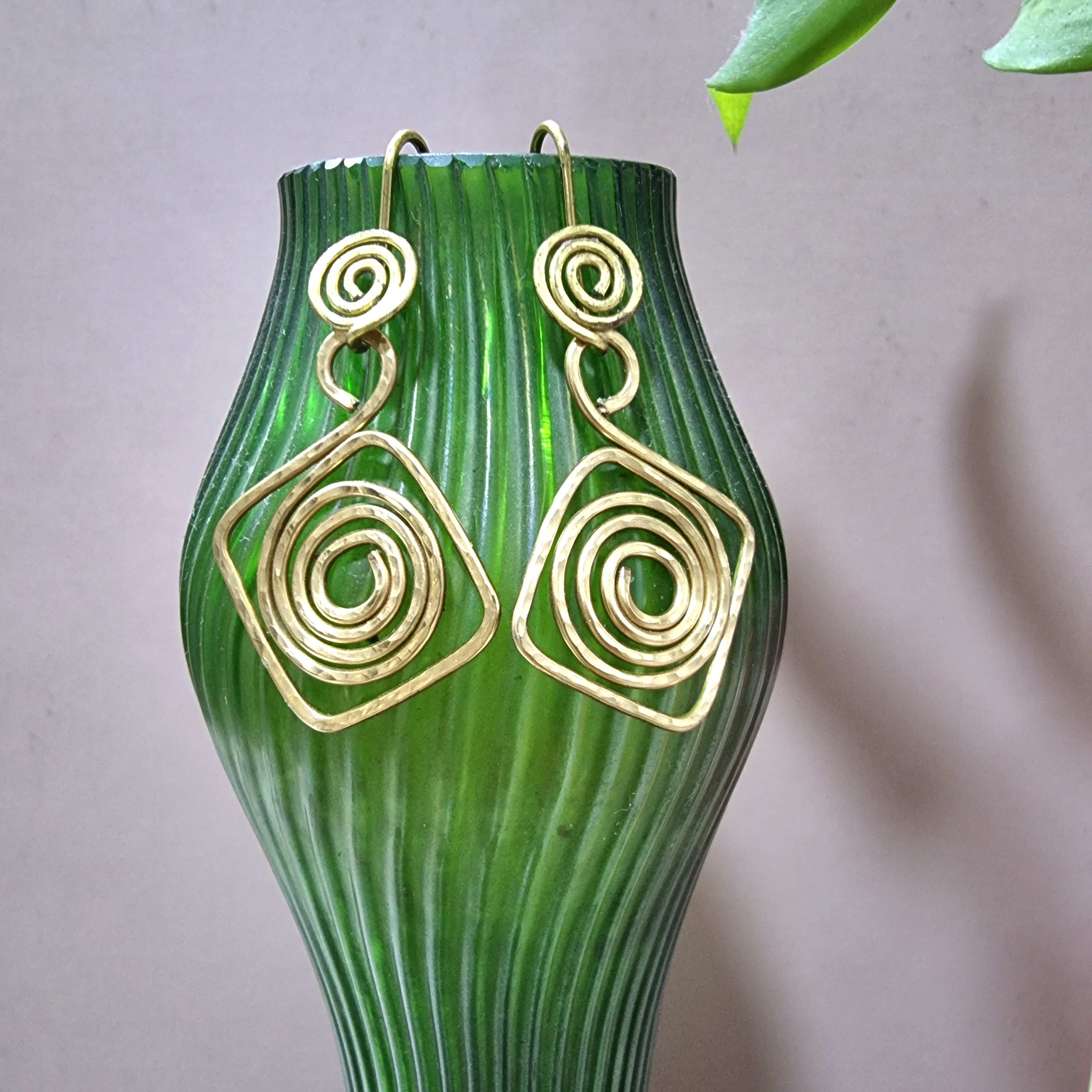 Handcrafted and hammered gold-plated earrings - Ann Lawal Jewellry
