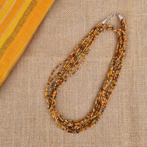 Handcrafted 5 strands multicoloured seed bead necklace. Length: approx 95cm. Click options to see available colors.