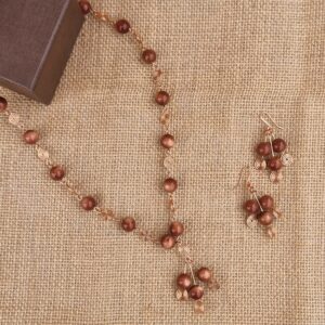 Handcrafted copper links necklace and earrings with goldstone beads - Anne Lawal Jewellry