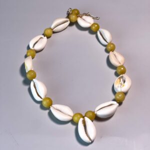 Rawcraft's cowries and gemstones necklace made with ceramic cowries and gemstones
